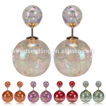 2015 hot selling popular fashion broken style personalized double side pearl earrings gift for women